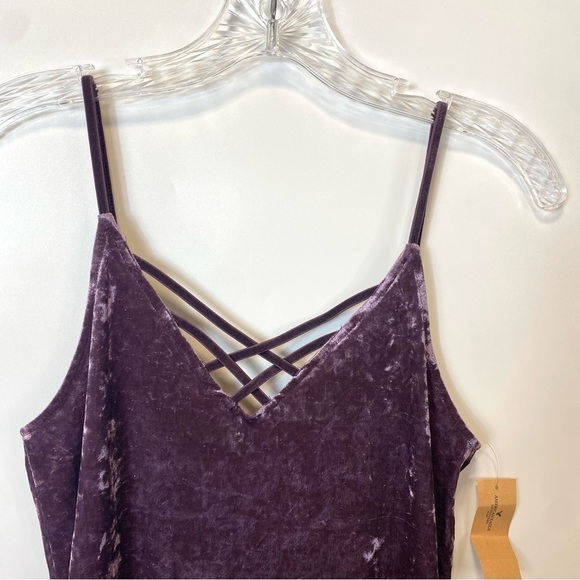 American Eagle NWT Purple Crushed Velvet Sleeveless Strappy Tank Top - Picture 4 of 8